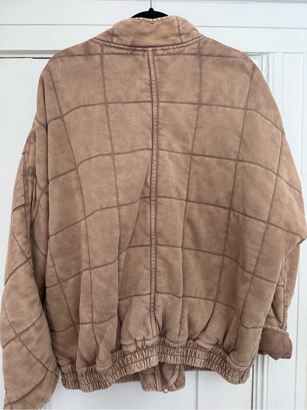 Free People dolman Quilted knit Jacket in champagne diamonds